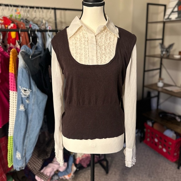 George Brown and Cream Vintage Silk Blouse - Picture 2 of 6